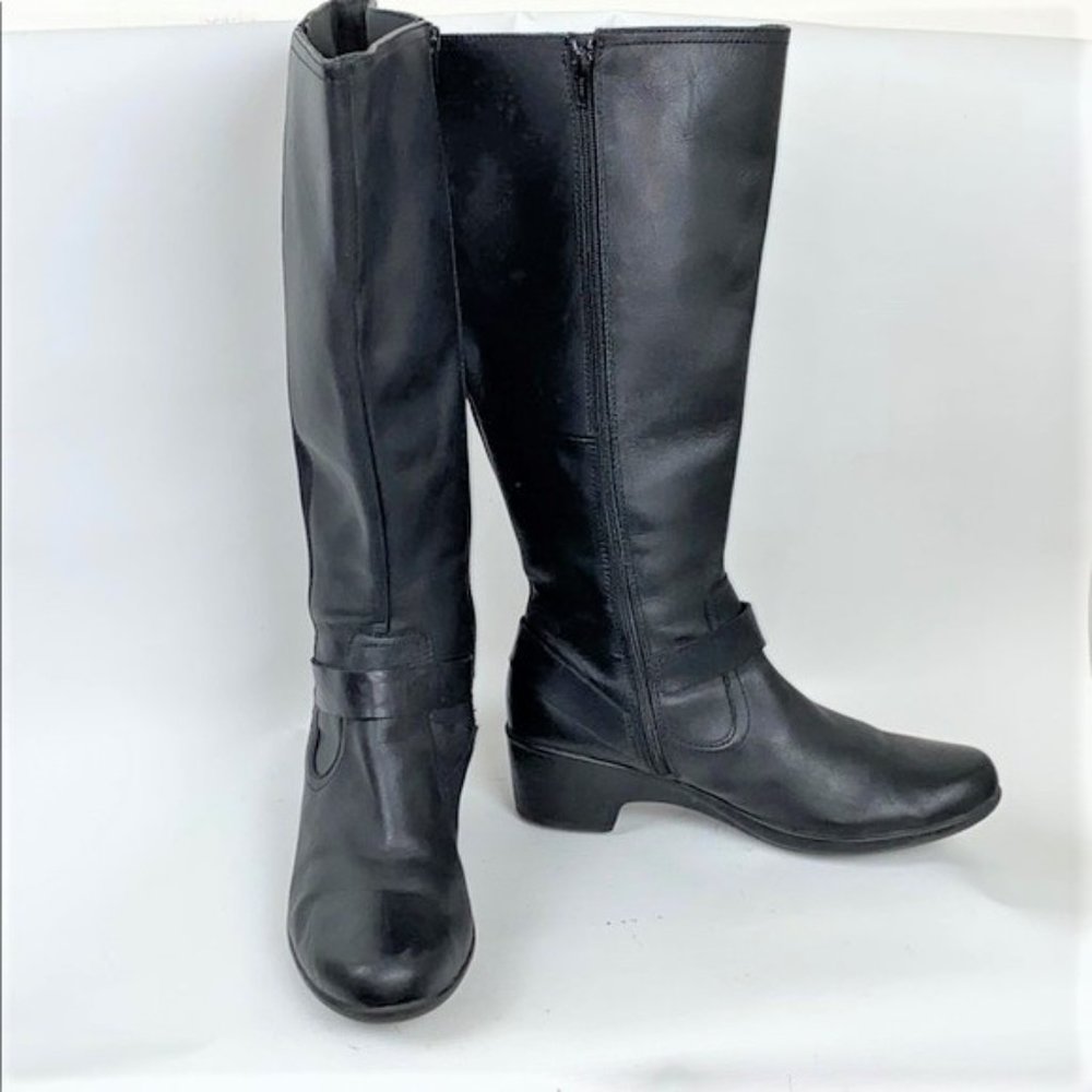 Clarks Black Leather High Boots Sz 12